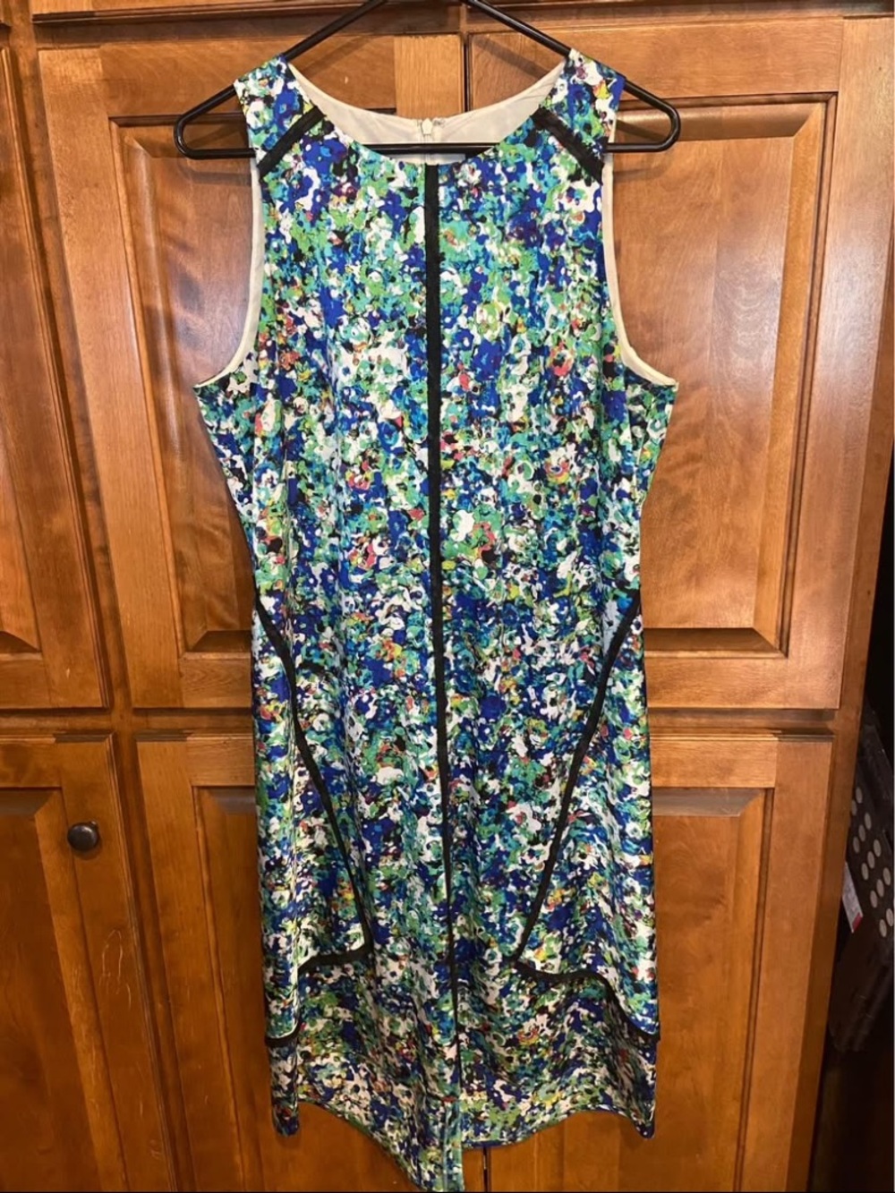 ann taylor colorful floral blue green womens 12 dress excellent condition